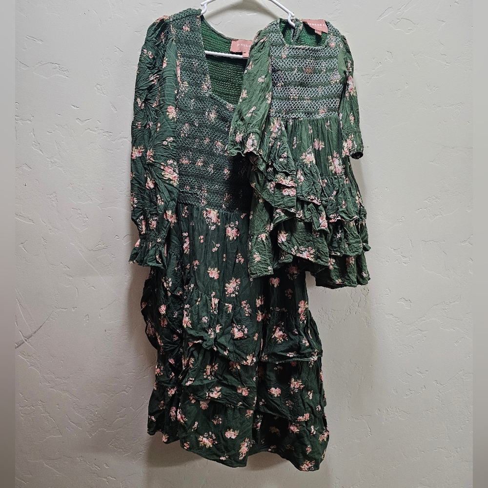 Green JessaKae dress Medium and mini 12-18 mo